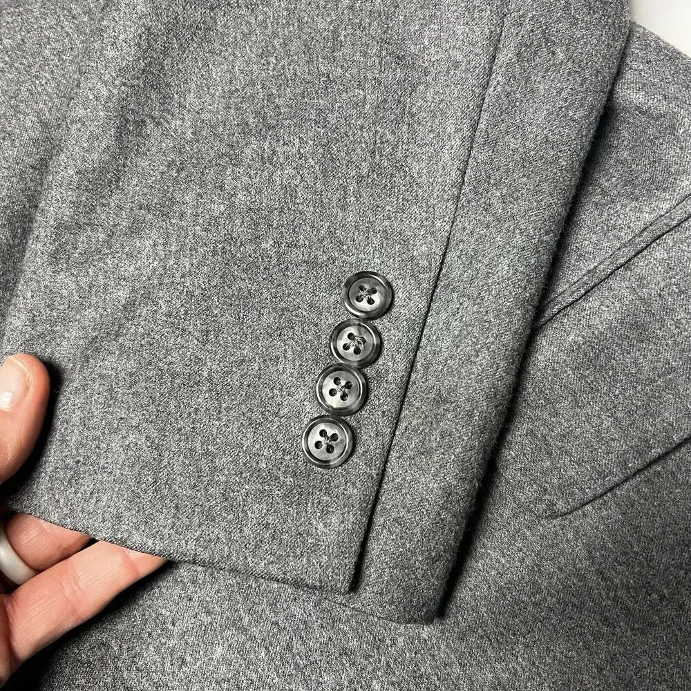 Samuelsohn 100% Wool SB Gable Super 120's Sport Coat Blazer Custom Size 44R Gray